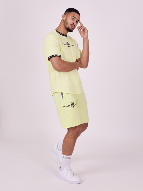 Plain shorts with logo stripe - Fluorescent yellow
