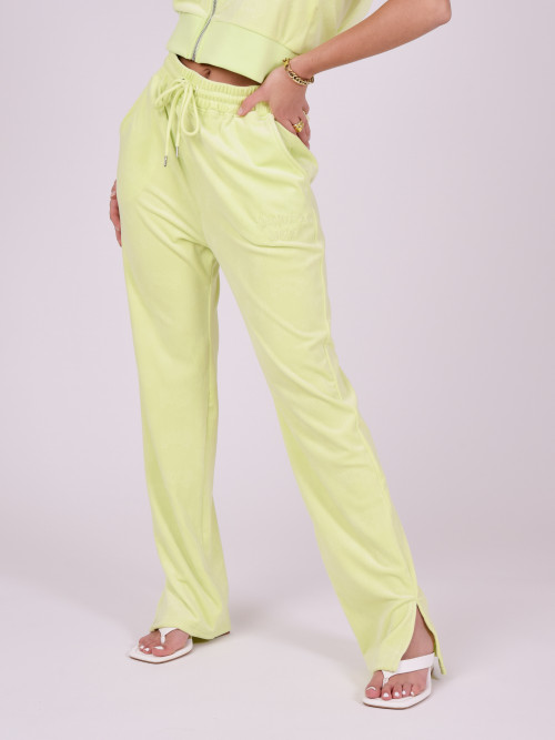 Loose-fitting velvet pants - Fluorescent yellow