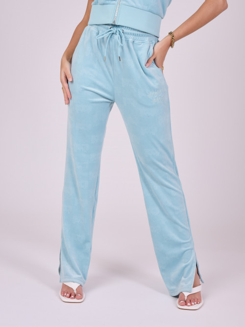Loose-fitting velvet pants - Turquoise