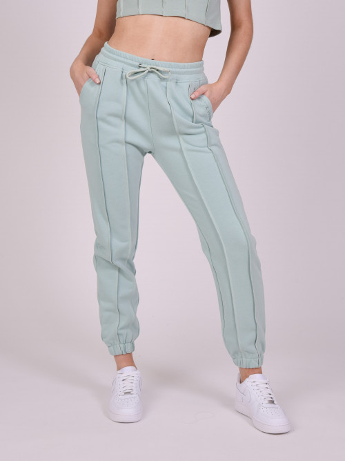 Jogging bottoms with welt edges - Water green