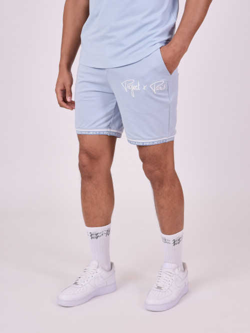 Shorts mit aufgesticktem Logo - Himmelblau