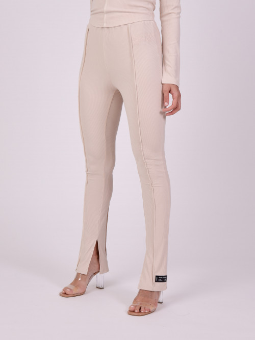 Tight pants with visible seams - Beige