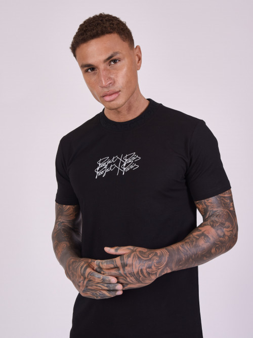 T-shirt with technical collar - Black