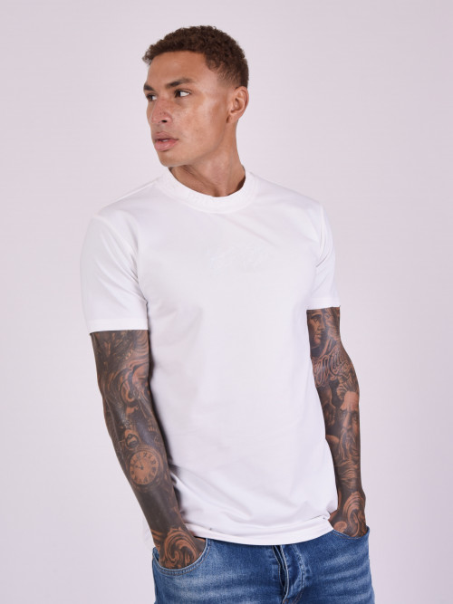 T-Shirt mit technischem Kragen - Weiß