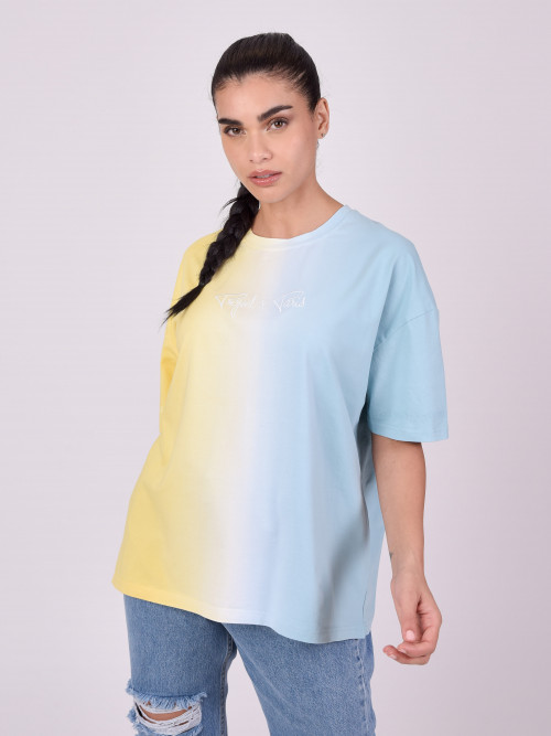 T-Shirt mit Farbverlauf - Türkis