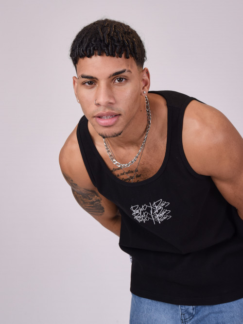 Embroidered logo tank top - Black