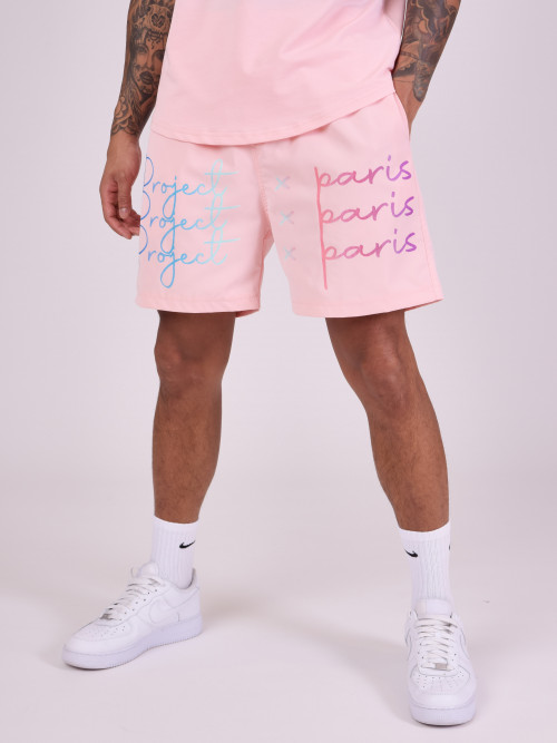 Shorts mit großem Logo, bedruckt mit Farbverlauf - Rose