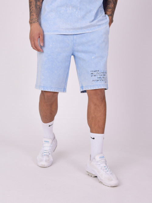 Pantalones cortos de tela desteñida - Azul