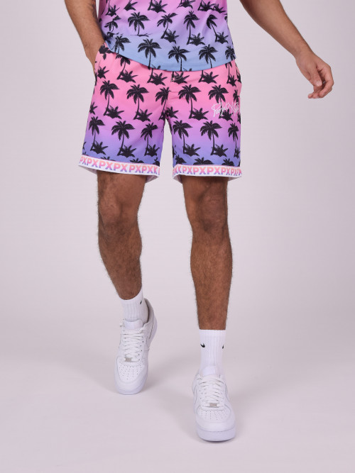 Palm tree print shorts - Violet
