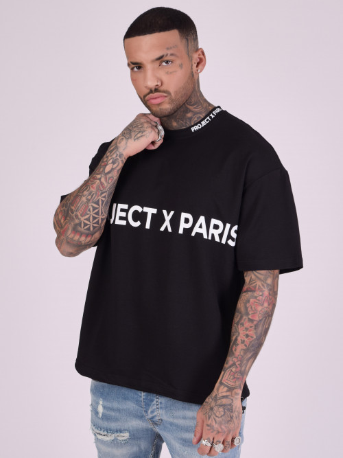Tee-shirt loose basic avec impression logo en oversize - Noir