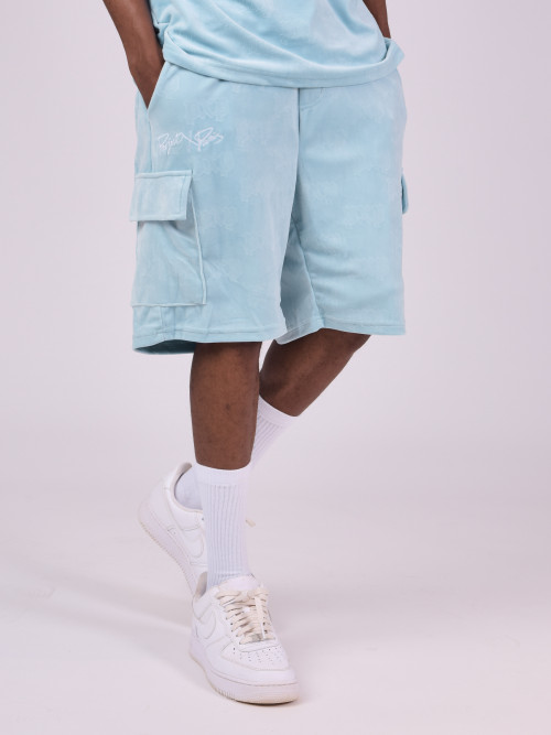 Embossed velvet shorts - Turquoise