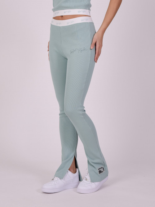 Flare pants with split hem - Turquoise