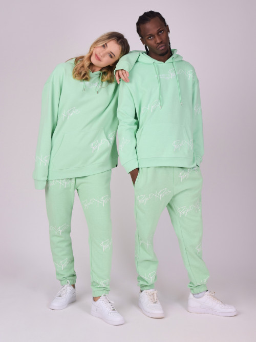 Soft jogpants with all-over logo print - Jade