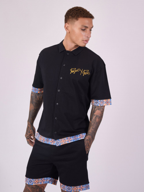 Azulejos" pattern shirt - Black