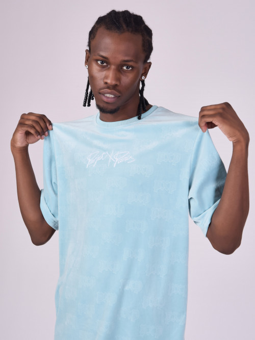 Embossed velvet T-shirt - Turquoise