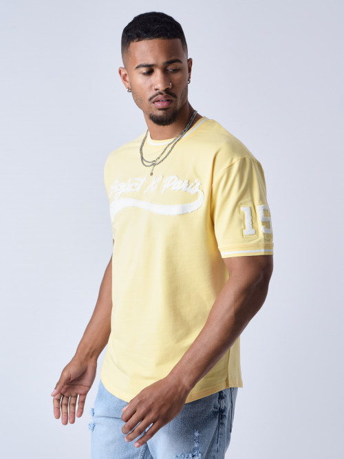 T-shirt de estilo universitário com logógênero - Amarelo