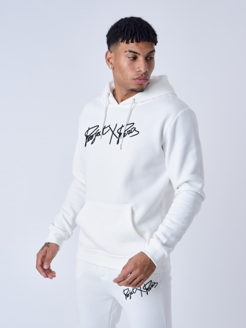 Full logo embroidered hoodie - White