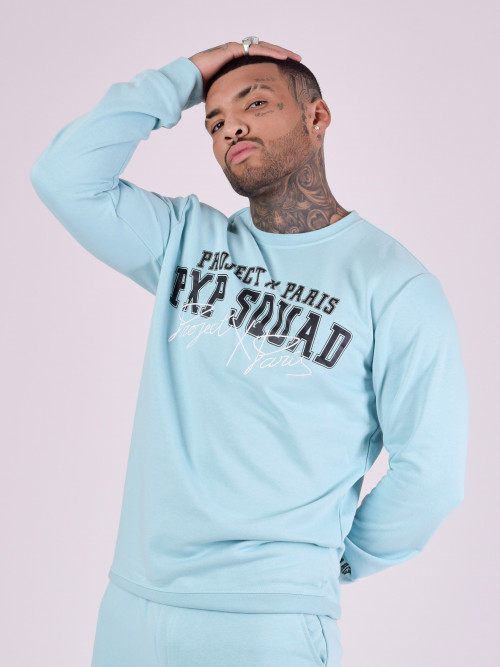 Sweat col rond "PXP SQUAD" - Turquoise