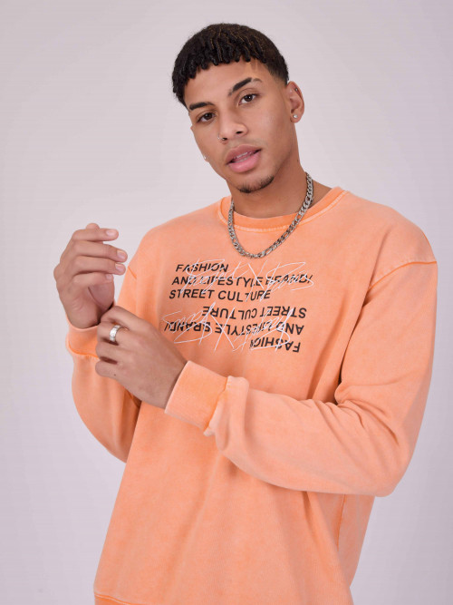 Sweatshirt oversize délavé - Orange