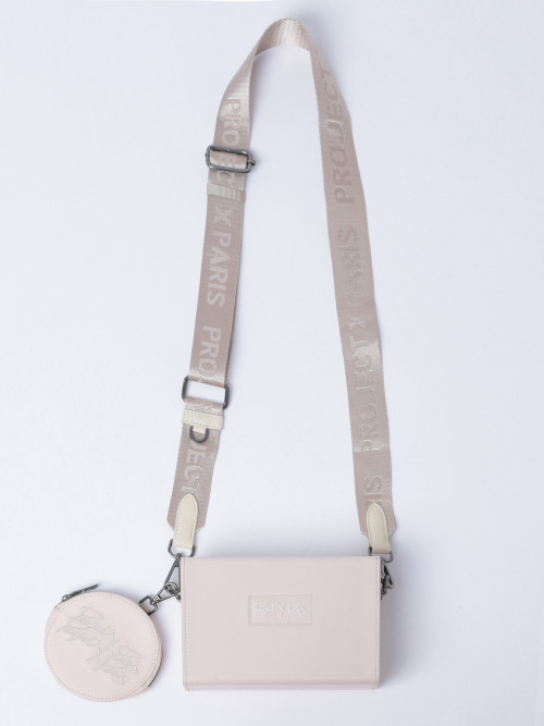 Square shoulder bag with purse - Ivory