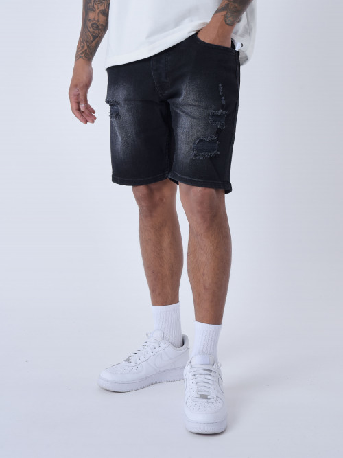Ripped denim shorts - Black