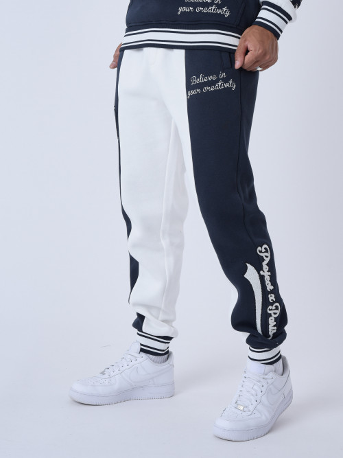 University jogging bottoms with contrasting stripes - Blue