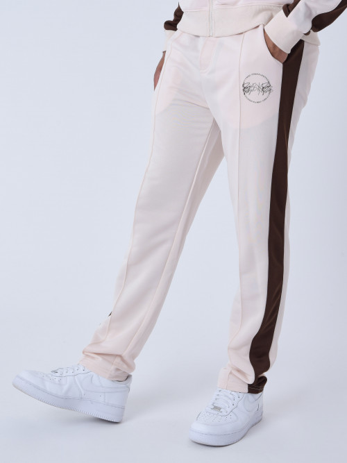 Pantaloni bicolore con carré - Marrone