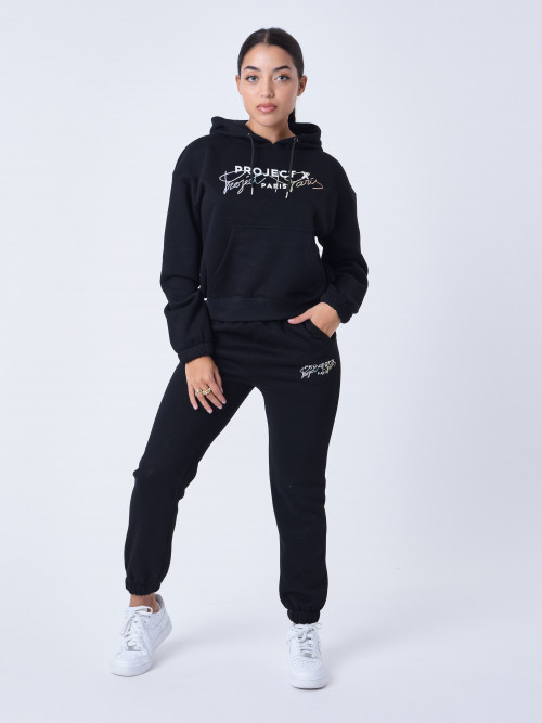 Embroidered hoodie - Black