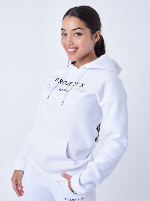 Embroidered hoodie - White