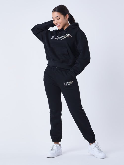 Embroidered Jogging bottoms - Black