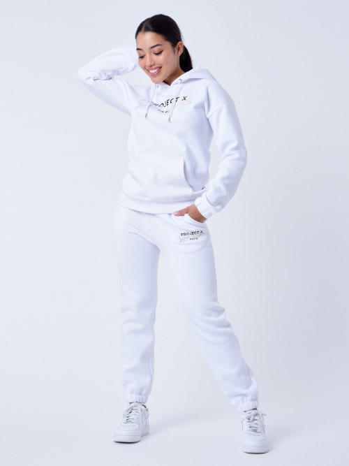 Embroidered Jogging bottoms - White