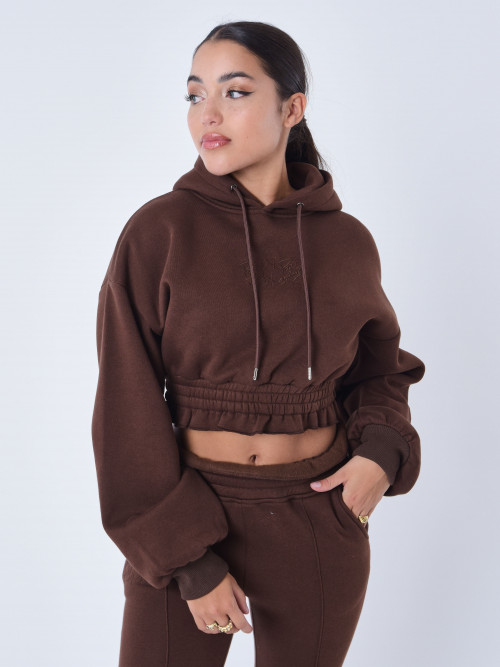 Ruched hoodie - Brown