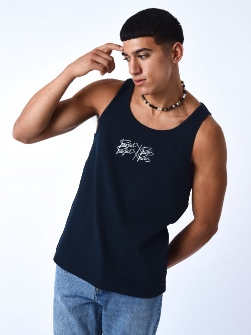 Embroidered logo tank top - Sky Blue