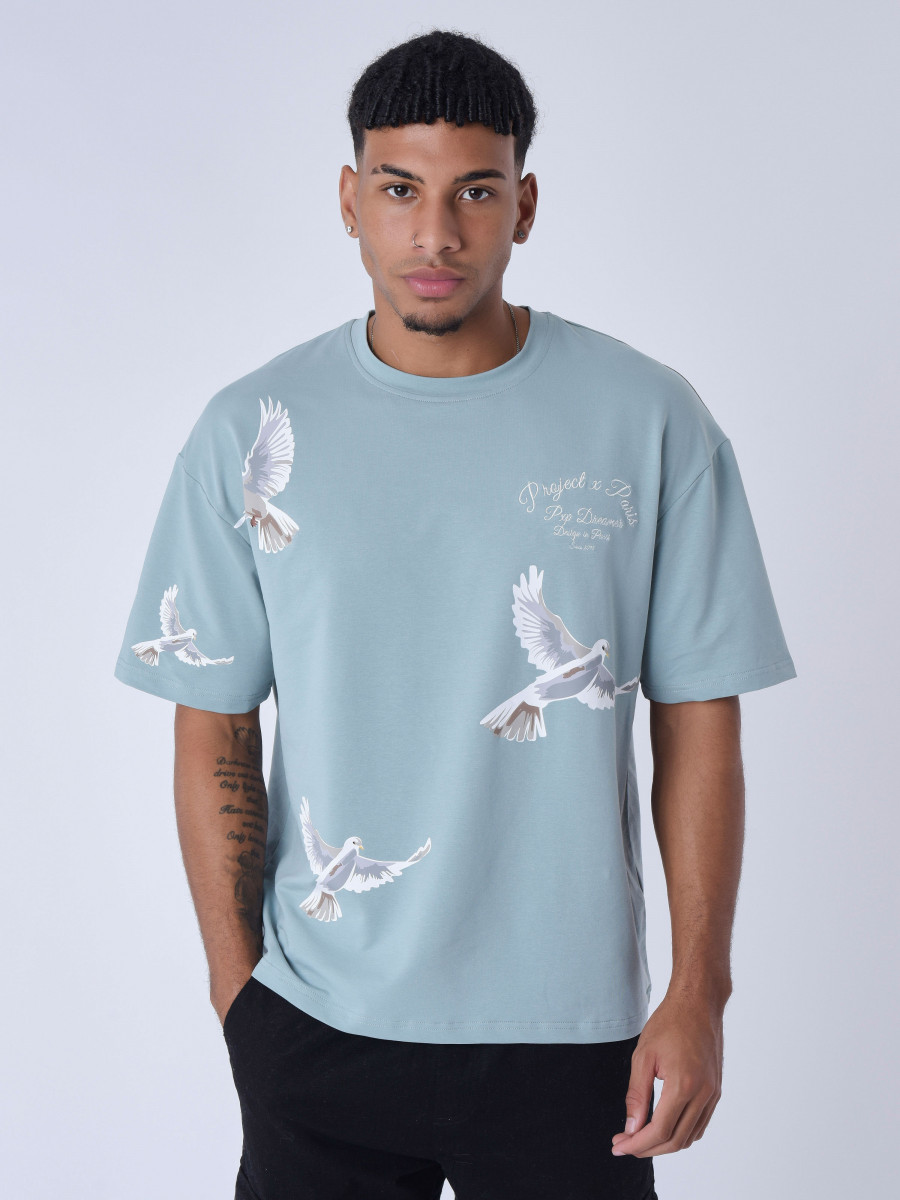 Camiseta holgada con palomas
