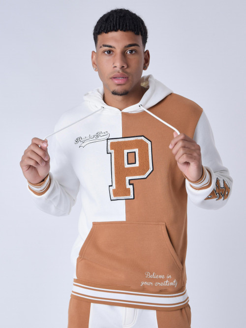 University-style hoodie with logo - Camel