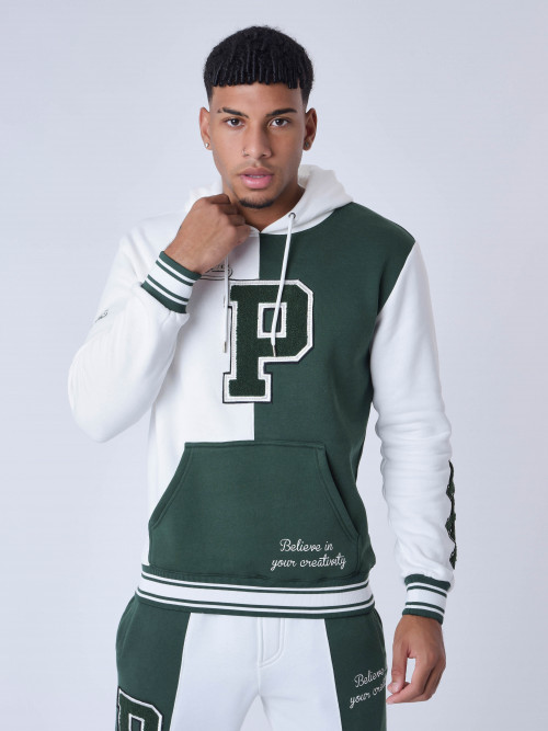 University-style hoodie with logo - Green