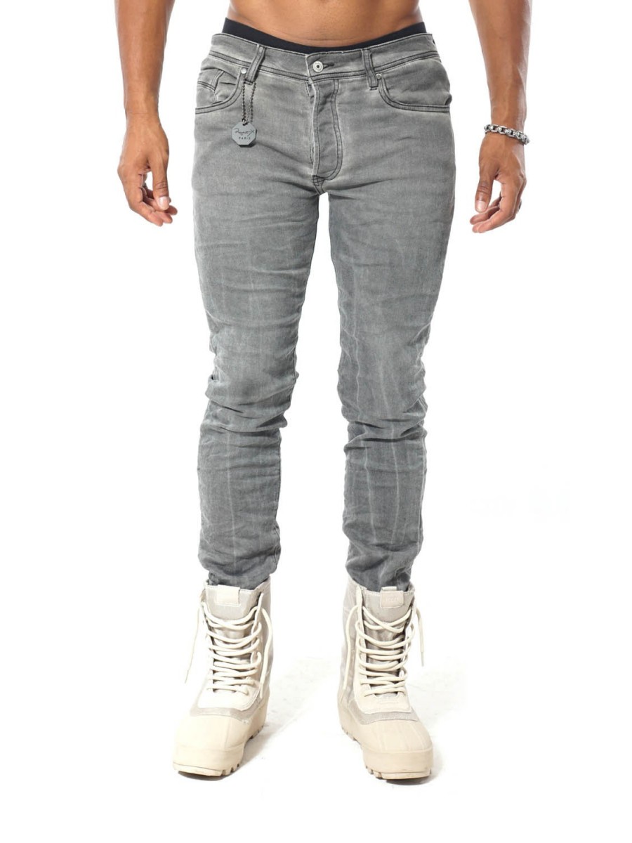 Slim Fit Washed Denim Jeans in grey