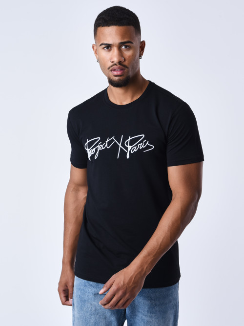 Basic T-shirt full logo embroidery - Black