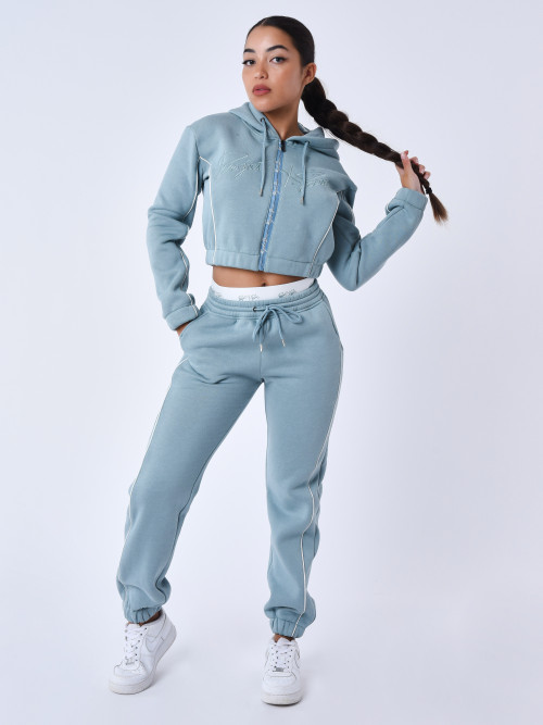 Jogging bottoms with elastic band - Blue green