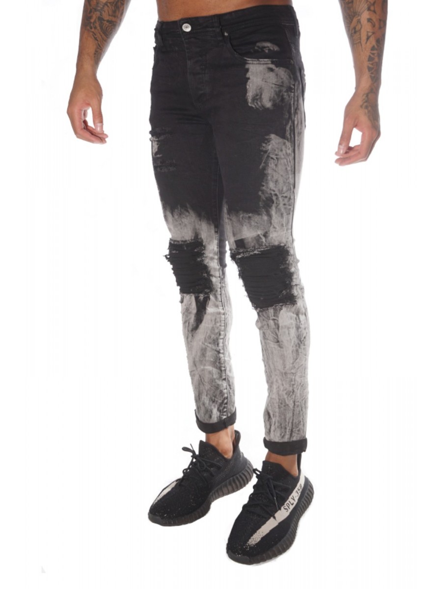 Slim Fit Distressed Faded Jeans