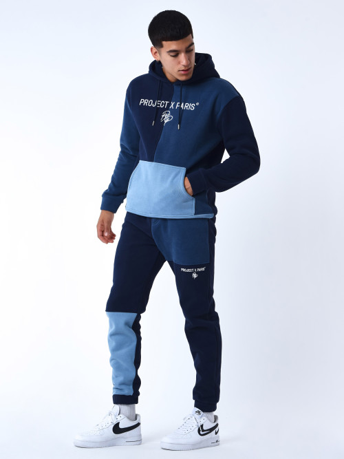 Pantaloni da jogging in maglia tricolore - Blu