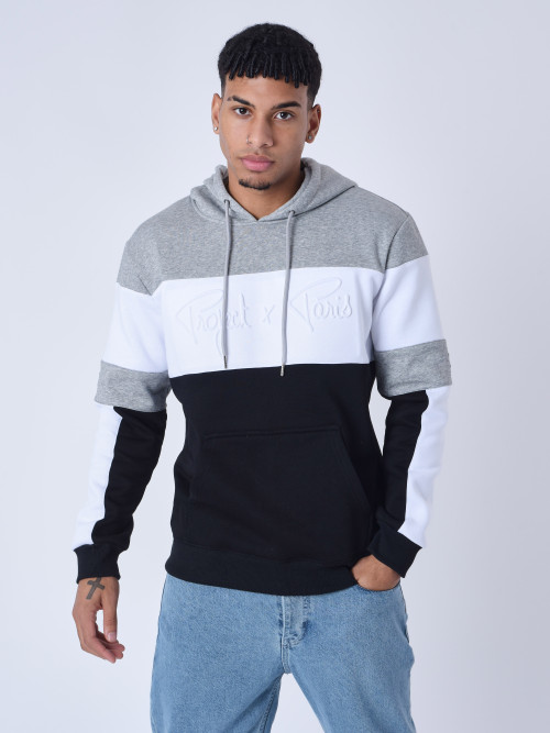 Colorblock hooded sweatshirt - Light grey
