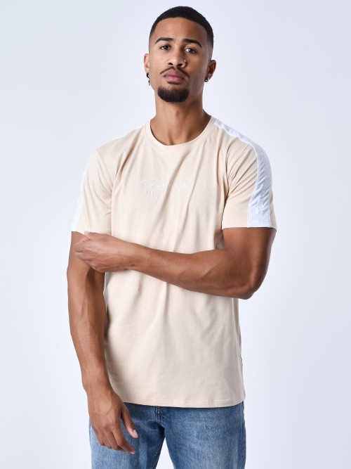 Maglietta con maniche a fascia Ricamo logo personalizzato - Beige