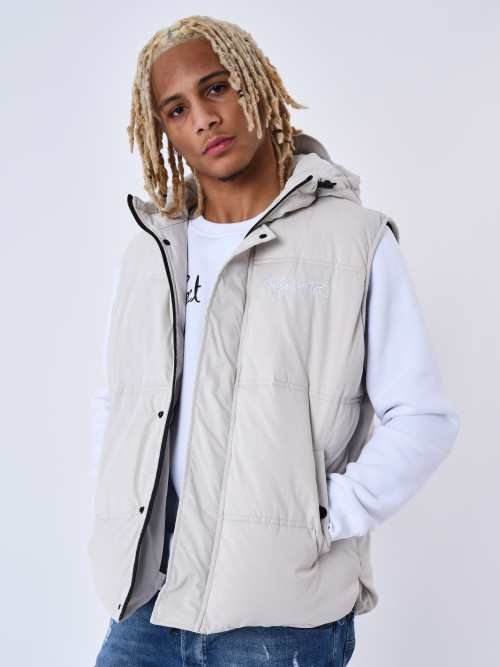 Sleeveless quilted jacket Hooded jacket - Light grey