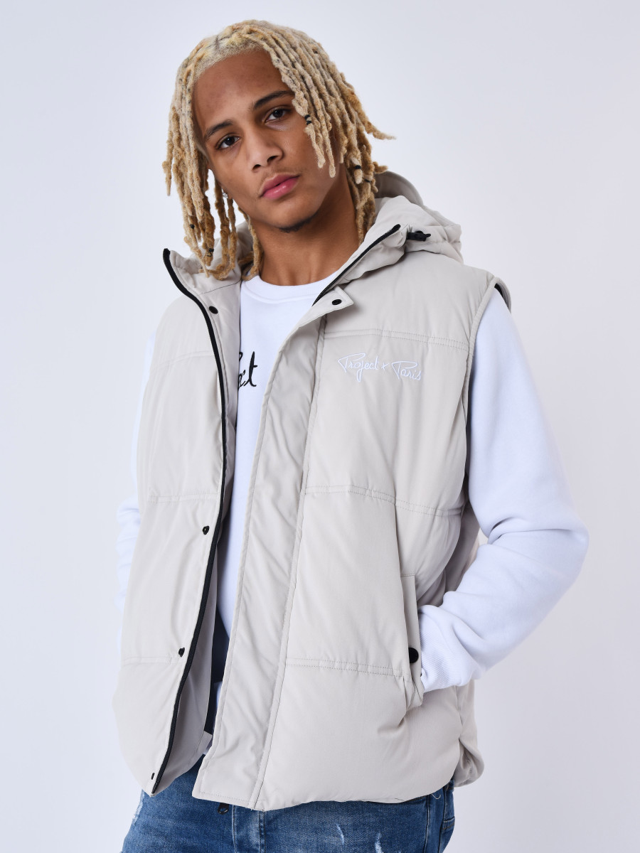 Sleeveless Quilted Jacket with Hood