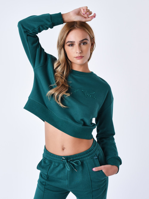 Basic Sweatshirt kurz weit - Grün