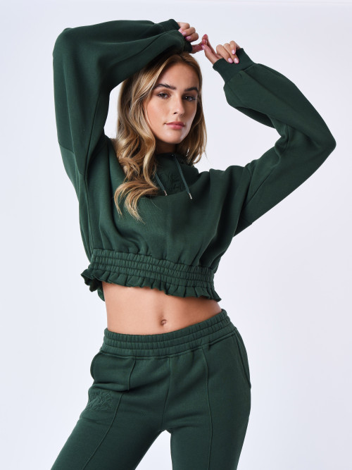 Ruched hoodie - Green