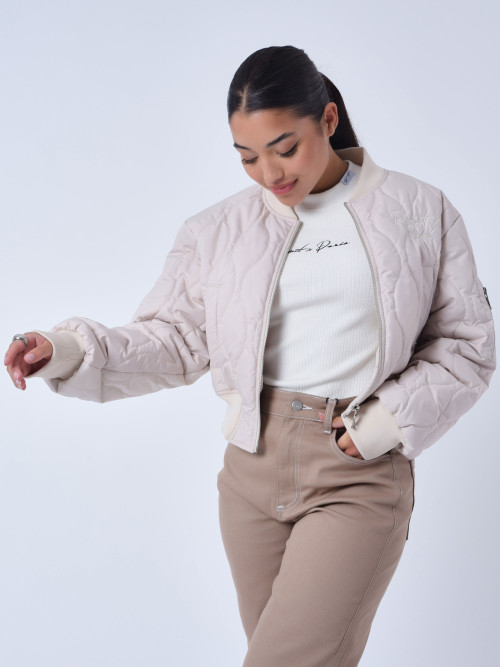 Quilted bomber - Beige