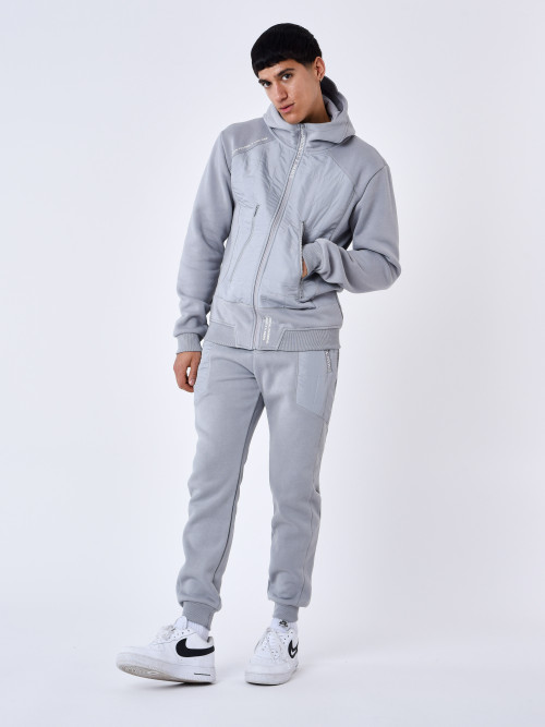 Quilted yoke jogging bottoms - Grey