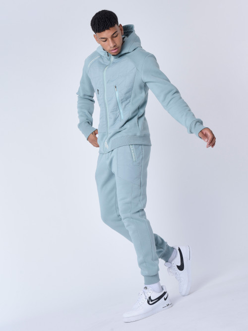 Quilted yoke jogging bottoms - Blue green
